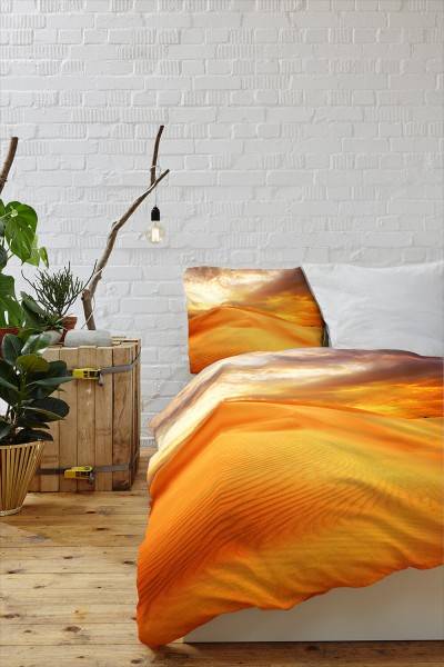 Paul Sinus Art Wste Duene Orange Gelb Sand Bettwäsche Set 135x200 cm + 80x80cm Atmungsaktiv Flash Sale