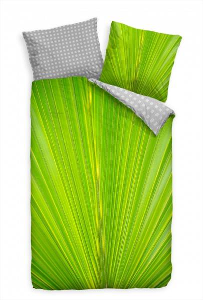 Paul Sinus Art Palme Blatt Makro Nahaufnahme Grn Bettwäsche Set 135x200 cm + 80x80cm Atmungsaktiv