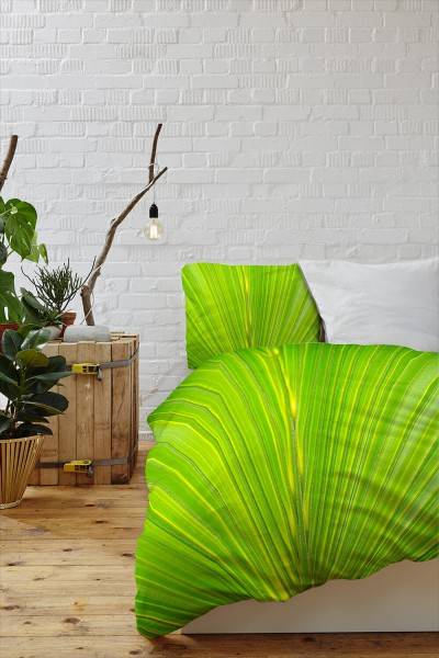 Paul Sinus Art Palme Blatt Makro Nahaufnahme Grn Bettwäsche Set 135x200 cm + 80x80cm Atmungsaktiv Online Shopping