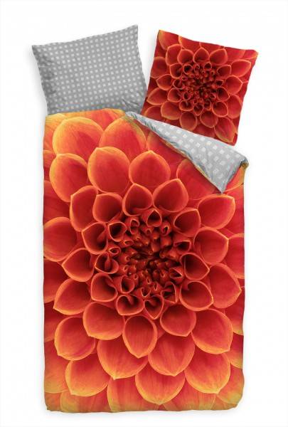 Paul Sinus Art Blume Blte Makro Rot Gelb Bettwäsche Set 135x200 cm + 80x80cm Atmungsaktiv