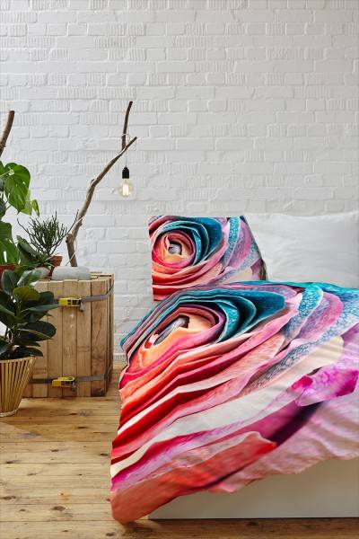 Paul Sinus Art Rose Regenbogen Makro Purpur Blau Bettwäsche Set 135x200 cm + 80x80cm Atmungsaktiv Heißer Verkauf