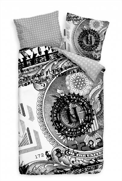 Paul Sinus Art US Dollar Nahaufnahme Schwarzweiss Makro Bettwäsche Set 135x200 cm + 80x80cm Atmungsaktiv