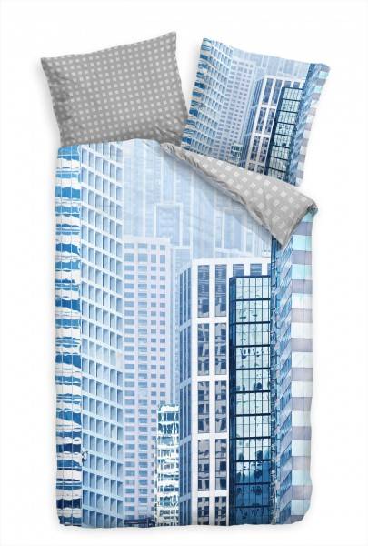 Paul Sinus Art Modern Hochhaus Hintergrund Blau Bettwäsche Set 135x200 cm + 80x80cm Atmungsaktiv