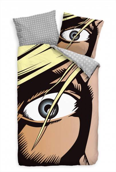 Paul Sinus Art Comic Retro Pop Art Erschrocken Augen Bettwäsche Set 135x200 cm + 80x80cm Atmungsaktiv