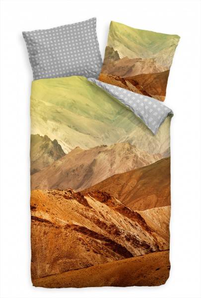 Paul Sinus Art Felsen Himalaja Landschaft Braun Bettwäsche Set 135x200 cm + 80x80cm Atmungsaktiv