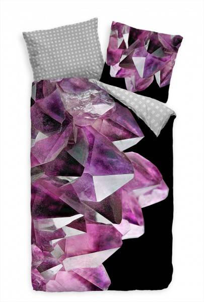 Paul Sinus Art Edelstein Amethyst Lila Makro Bettwäsche Set 135x200 cm + 80x80cm Atmungsaktiv