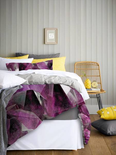 Paul Sinus Art Edelstein Amethyst Lila Makro Bettwäsche Set 135x200 cm + 80x80cm Atmungsaktiv Sonderangebot der Fabrik
