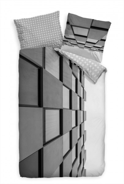 Paul Sinus Art Architektur Beton Modern Schwarz Weiss Bettwäsche Set 135x200 cm + 80x80cm Atmungsaktiv
