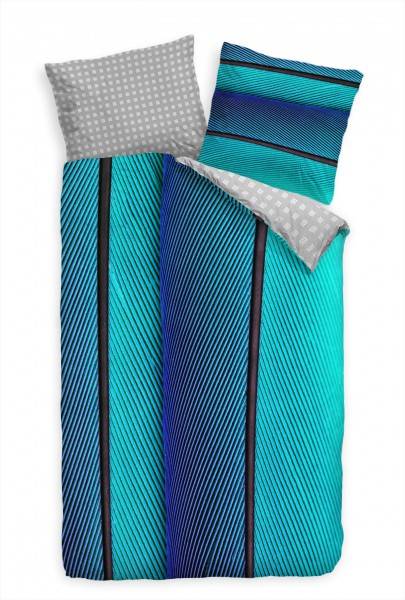 Paul Sinus Art Nahaufnahme Feder Blau Grn Makro Bettwäsche Set 135x200 cm + 80x80cm Atmungsaktiv