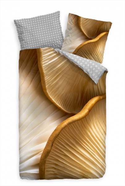 Paul Sinus Art Pilz Makro Braun Nahaufnahme Bettwäsche Set 135x200 cm + 80x80cm Atmungsaktiv
