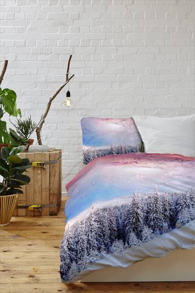 Paul Sinus Art Sternenhimmel Winter Nacht Bunt Bettwäsche Set 135x200 cm + 80x80cm Atmungsaktiv Online Shopping