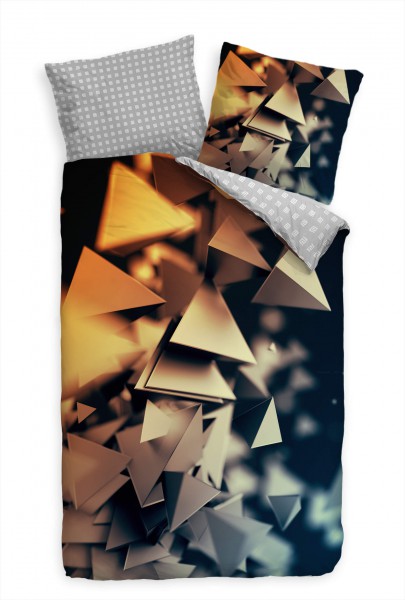 Paul Sinus Art 3D Abstrakt Polygon Dreiecke Bettwäsche Set 135x200 cm + 80x80cm Atmungsaktiv