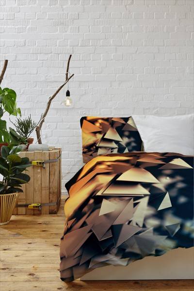 Paul Sinus Art 3D Abstrakt Polygon Dreiecke Bettwäsche Set 135x200 cm + 80x80cm Atmungsaktiv Black Friday