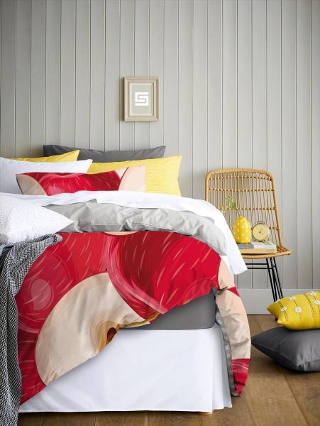 Paul Sinus Art Apfel Vektor Hintergrund Rot Bettwäsche Set 135x200 cm + 80x80cm Atmungsaktiv Top Angebot