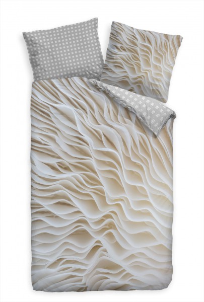 Paul Sinus Art Makro Pilz Weiss Abstrakt Nahaufnahme Bettwäsche Set 135x200 cm + 80x80cm Atmungsaktiv