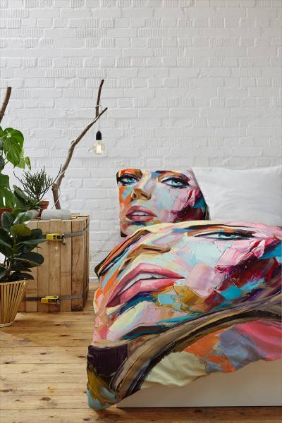Paul Sinus Art Fantasie Gemlde Gesicht Bunt Bettwäsche Set 135x200 cm + 80x80cm Atmungsaktiv VIP-Rabatte