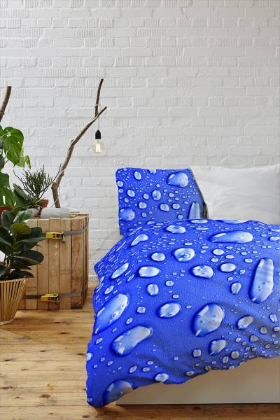 Paul Sinus Art Blau Hintergrund Wasser Tropfen Makro Bettwäsche Set 135x200 cm + 80x80cm Atmungsaktiv Kostenlose Rückgabe