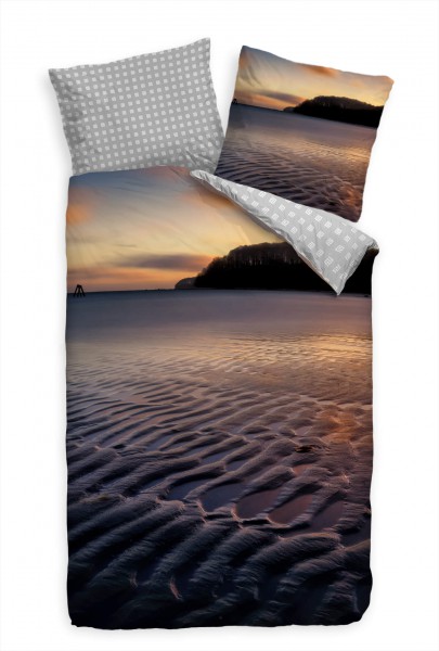 Paul Sinus Art Ostsee Sonnenuntergang Rgen Bettwäsche Set 135x200 cm + 80x80cm Atmungsaktiv