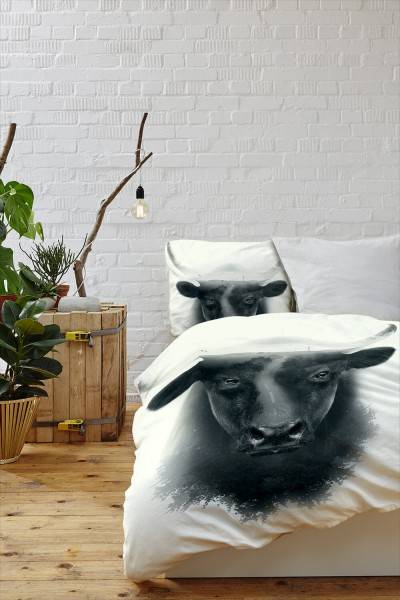 Paul Sinus Art Stier Abstrakt Doppelt Schwarz Weiss Bettwäsche Set 135x200 cm + 80x80cm Atmungsaktiv Bis zu 60% Rabatt