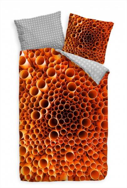 Paul Sinus Art PVC Rohre Abstrakt Baustelle Makro Orange Bettwäsche Set 135x200 cm + 80x80cm Atmungsaktiv Kostenloser Versand international
