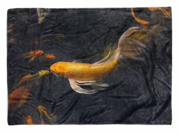 Paul Sinus Art Handtuch Strandhandtuch Saunatuch Kuscheldecke mit Tiermotiv Koi Zuchtkarpfen G