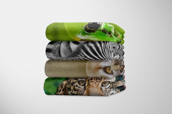 Paul Sinus Art Handtuch Strandhandtuch Saunatuch Kuscheldecke mit Tiermotiv Puma Raubkatze Black Friday Preise