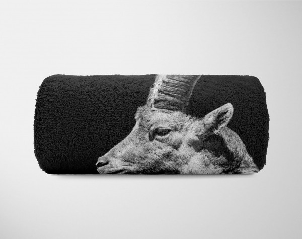 Paul Sinus Art Handtuch Strandhandtuch Saunatuch Kuscheldecke mit Tiermotiv Ziegenbock Bock zollfrei