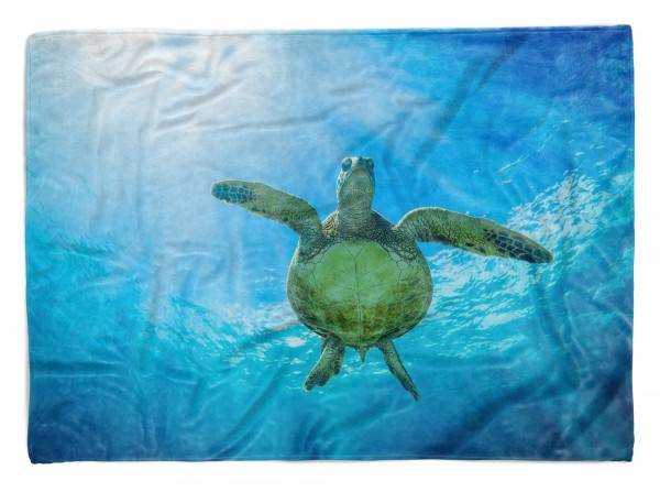 Paul Sinus Art Handtuch Strandhandtuch Saunatuch Kuscheldecke mit Tiermotiv Seeschildkröte unt