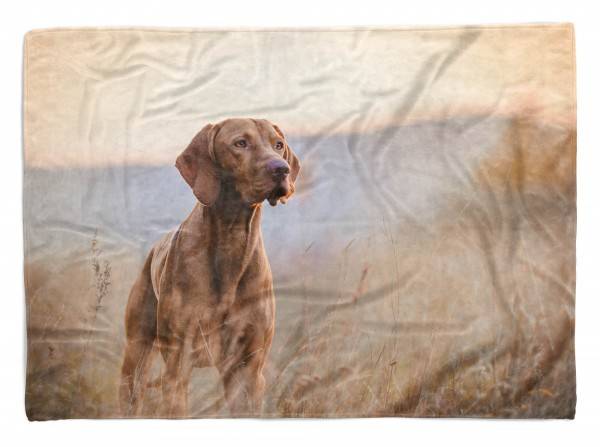 Paul Sinus Art Handtuch Strandhandtuch Saunatuch Kuscheldecke mit Tiermotiv Magyar Vizsla Jagd