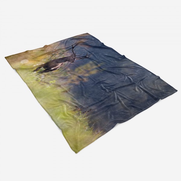 Paul Sinus Art Handtuch Strandhandtuch Saunatuch Kuscheldecke mit Tiermotiv Hirsch Natur Gewei Outlet