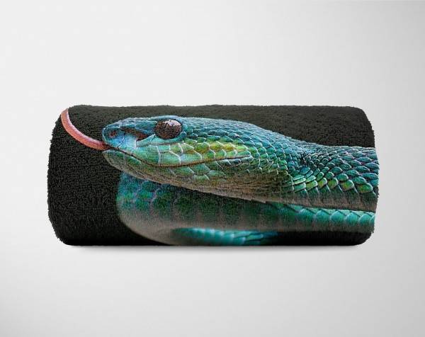 Paul Sinus Art Handtuch Strandhandtuch Saunatuch Kuscheldecke mit Tiermotiv Schlange Exotisch Verkauf