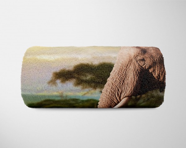 Paul Sinus Art Handtuch Strandhandtuch Saunatuch Kuscheldecke mit Tiermotiv Elefant Afrika Kil Angebote