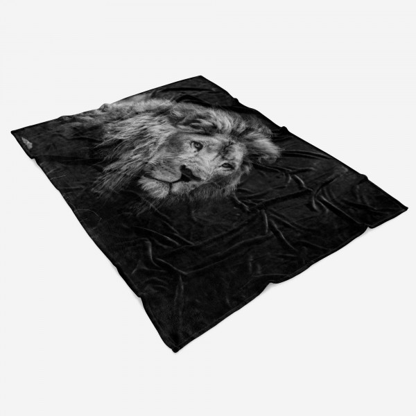 Paul Sinus Art Handtuch Strandhandtuch Saunatuch Kuscheldecke mit Tiermotiv Löwe Schwarz Weiß Schlussverkauf