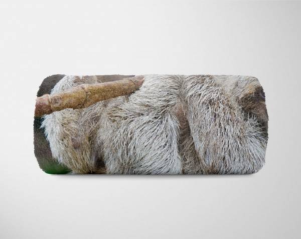 Paul Sinus Art Handtuch Strandhandtuch Saunatuch Kuscheldecke mit Tiermotiv Baby Faultier Süß Fabrikverkauf