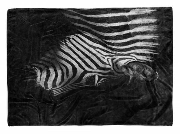 Paul Sinus Art Handtuch Strandhandtuch Saunatuch Kuscheldecke mit Tiermotiv Zebra Schwarz Weiß