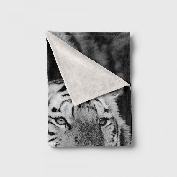 Paul Sinus Art Handtuch Strandhandtuch Saunatuch Kuscheldecke mit Tiermotiv Weiße Tiger Schwar Sonderangebot