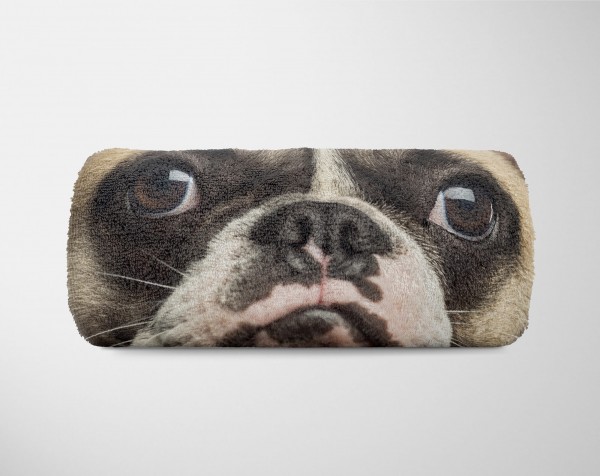 Paul Sinus Art Handtuch Strandhandtuch Saunatuch Kuscheldecke mit Tiermotiv französische Bulld Großer Ausverkauf