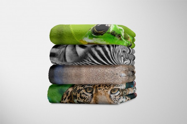 Paul Sinus Art Handtuch Strandhandtuch Saunatuch Kuscheldecke mit Tiermotiv Wolf Wild Begrenztes Angebot