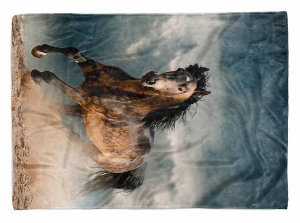 Paul Sinus Art Handtuch Strandhandtuch Saunatuch Kuscheldecke mit Tiermotiv Pferd Wild