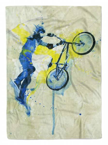Paul Sinus Art SplashArt Sport Handtuch Strandhandtuch Saunatuch Kuscheldecke Kunstvoll BMX Sporthandtuc