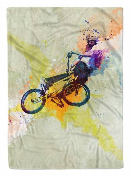 Paul Sinus Art SplashArt Sport Handtuch Strandhandtuch Saunatuch Kuscheldecke Kunstvoll BMX II Sporthand