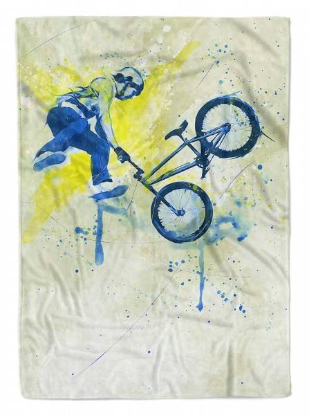 Paul Sinus Art SplashArt Sport Handtuch Strandhandtuch Saunatuch Kuscheldecke Kunstvoll BMX I Sporthandt