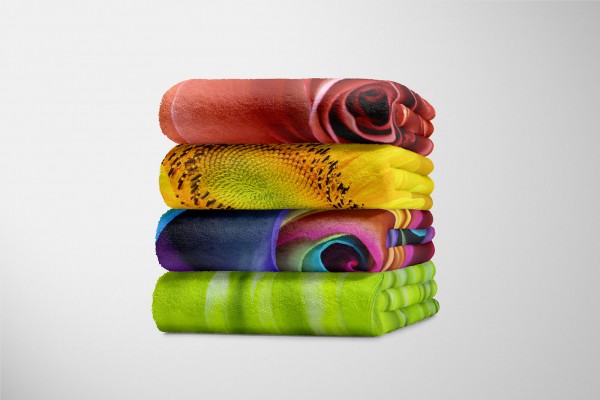 Paul Sinus Art Handtuch Strandhandtuch Saunatuch Kuscheldecke mit Fotomotiv Bunte Blüte Farben Zeitbegrenzte Promotion