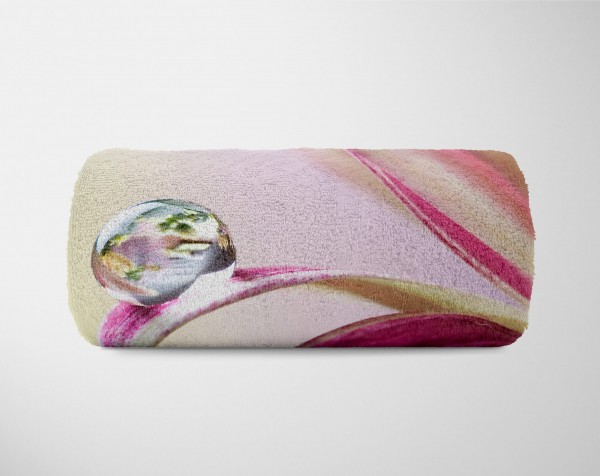 Paul Sinus Art Handtuch Strandhandtuch Saunatuch Kuscheldecke mit Fotomotiv Zinnie Wassertropf Bis zu 60% Rabatt