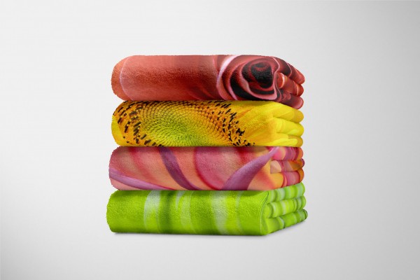 Paul Sinus Art Handtuch Strandhandtuch Saunatuch Kuscheldecke mit Fotomotiv Rote Blüte Blume N Bis zu 65% Rabatt