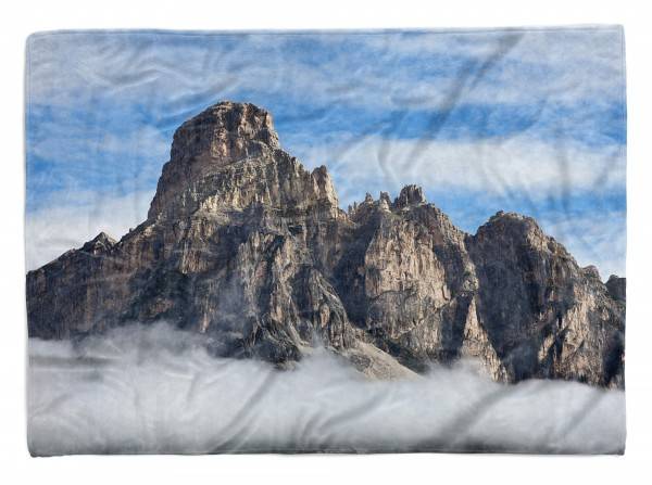 Paul Sinus Art Handtuch Strandhandtuch Saunatuch Kuscheldecke mit Fotomotiv Dolomiten Berge Klippen
