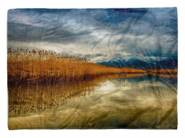 Paul Sinus Art Handtuch Strandhandtuch Saunatuch Kuscheldecke mit Fotomotiv Bergsee Berge Anden