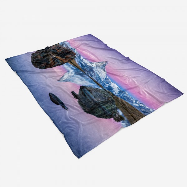 Paul Sinus Art Handtuch Strandhandtuch Saunatuch Kuscheldecke mit Fotomotiv Bergsee Berggipfel Friedlich Riesige Rabatte