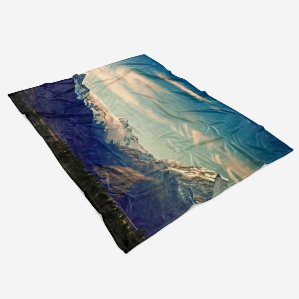 Paul Sinus Art Handtuch Strandhandtuch Saunatuch Kuscheldecke mit Fotomotiv Berge Tannenwald Natur Kostenloser Versand international