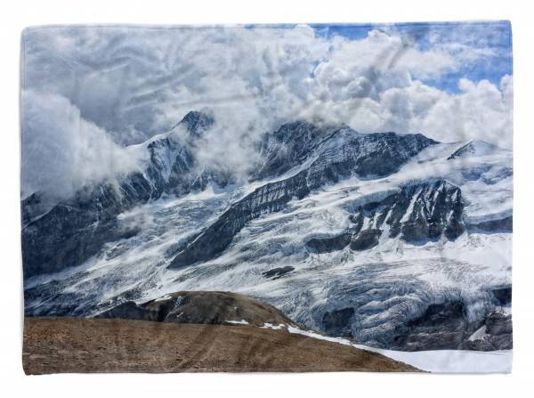 Paul Sinus Art Handtuch Strandhandtuch Saunatuch Kuscheldecke mit Fotomotiv Berge Gletscher Schnee